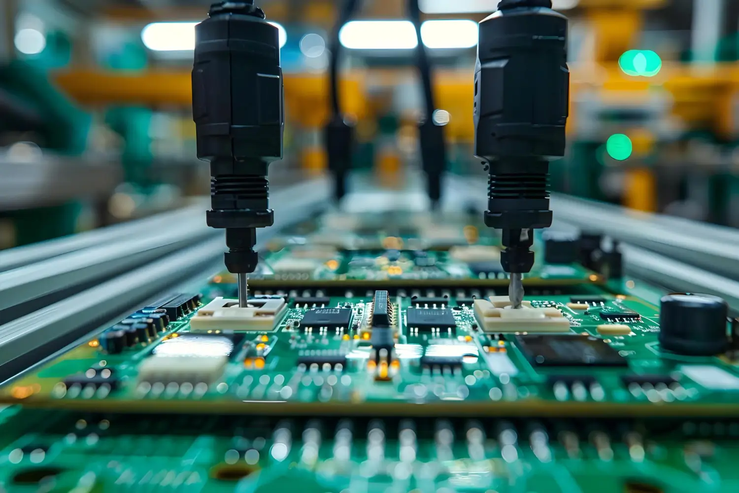 robotic arm assembling computer chip