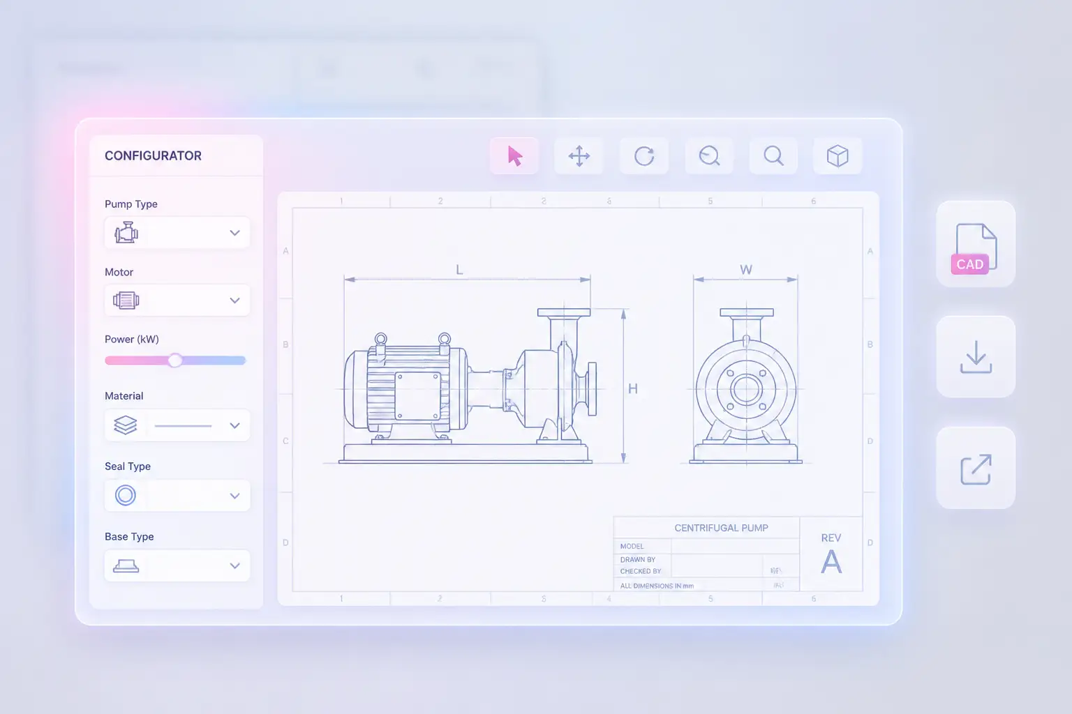 CAD or 2D technical drawing output generated from a configured product CAD or 2D technical drawing output generated from a configured product