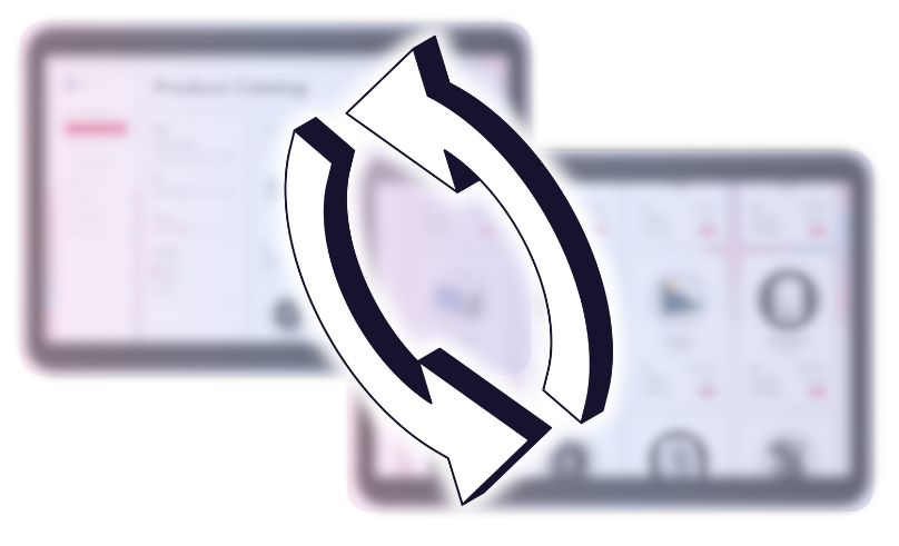 Management two screens with arrow interchanging between them